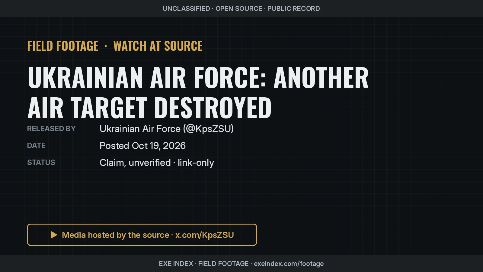 Text poster only. The source video is a wide-angle fighter-cockpit view: blue sky and the curve of the horizon over the canopy frame, a white missile smoke trail climbing away, a small brown burst in the sky ahead, and the helmeted pilot at the controls.