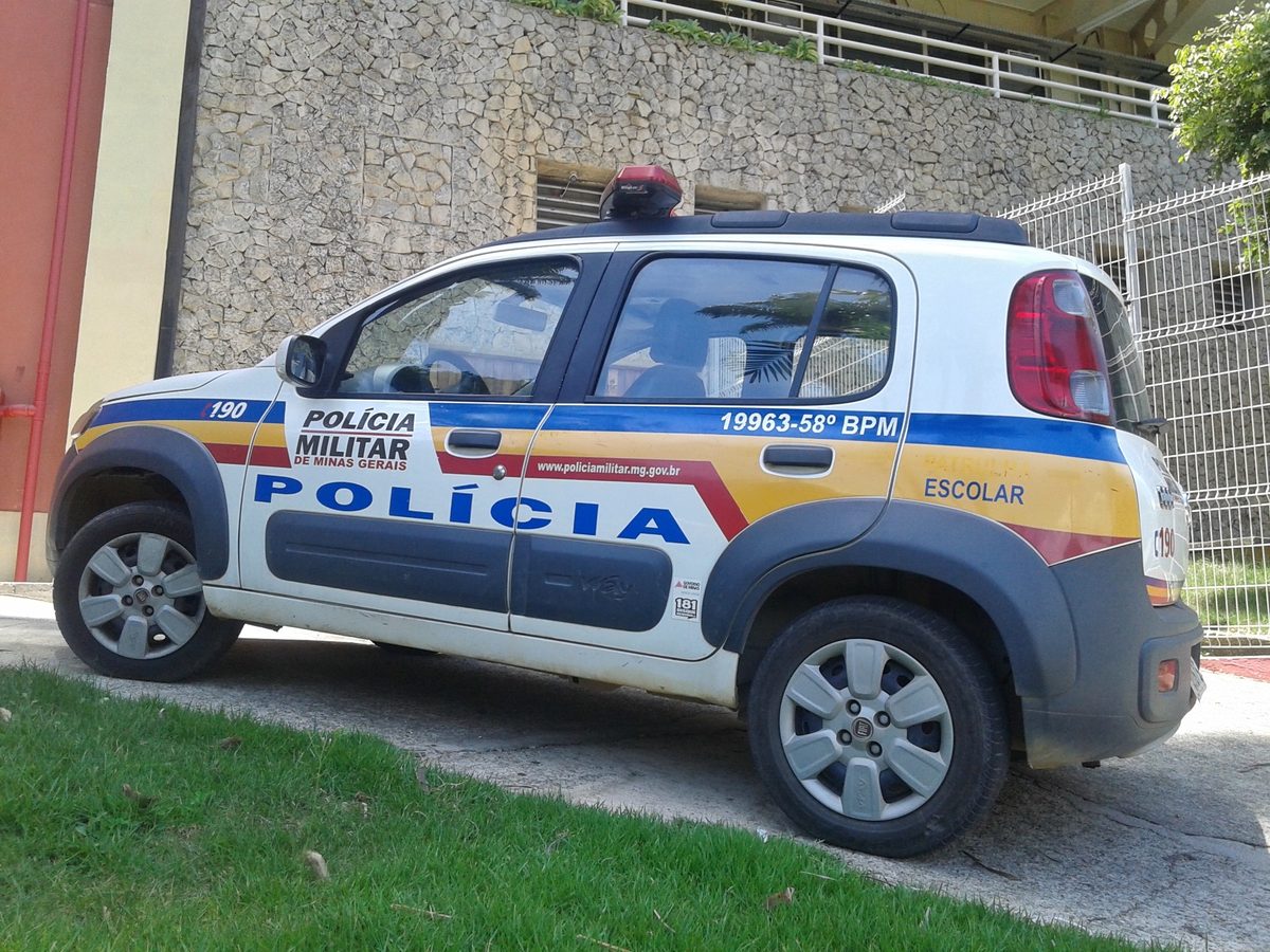 File, Feb 2016: a PMMG patrol car in Coronel Fabriciano, MG · not from the Oct 16 shootout