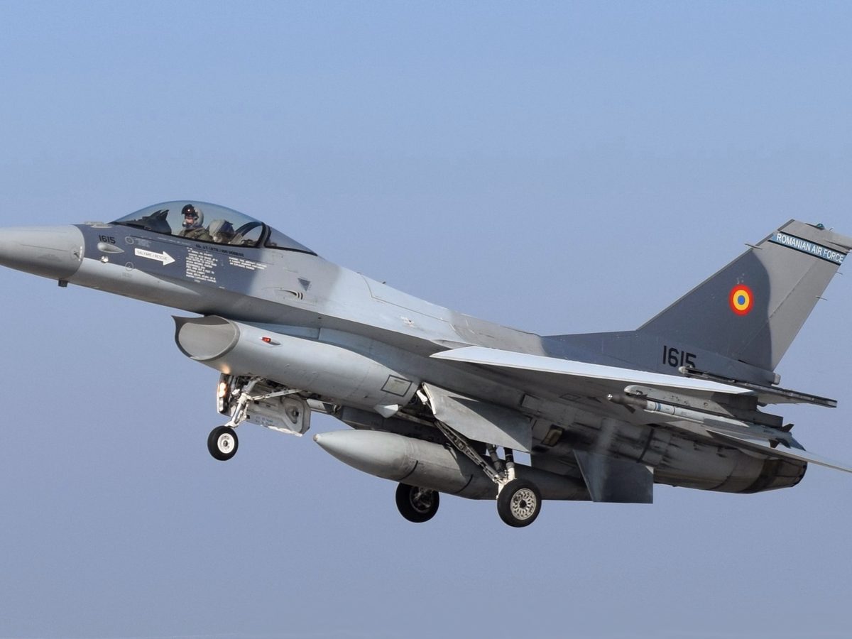 File, Oct 2021: a Romanian Air Force F-16 lands at Borcea Air Base · not from Oct 17