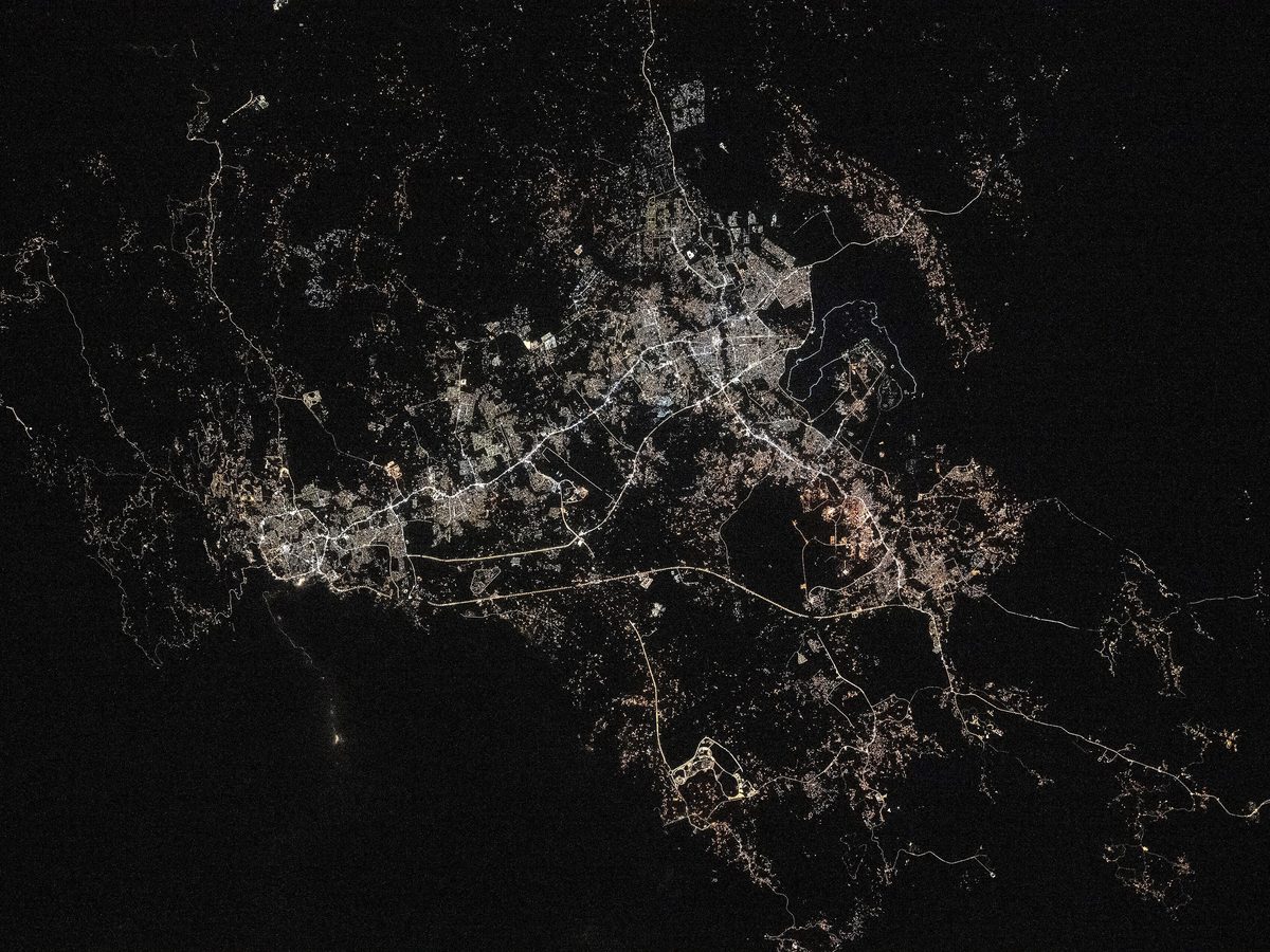 File, Dec 2024: Abha and Khamis Mushait at night from the ISS · not from Oct 18