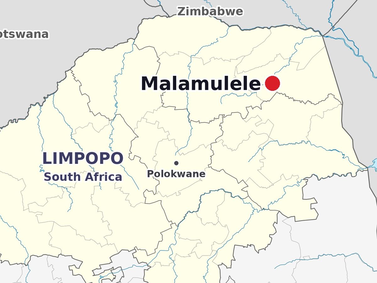Map: Malamulele (red dot) in Limpopo province, South Africa